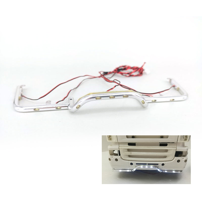 Degree Scale Fender Guard Upgrade Metal Front Bumper Led Light Spare Part for DIY Tamiiya 1/14 RC Tractor Truck 56323 Dumper