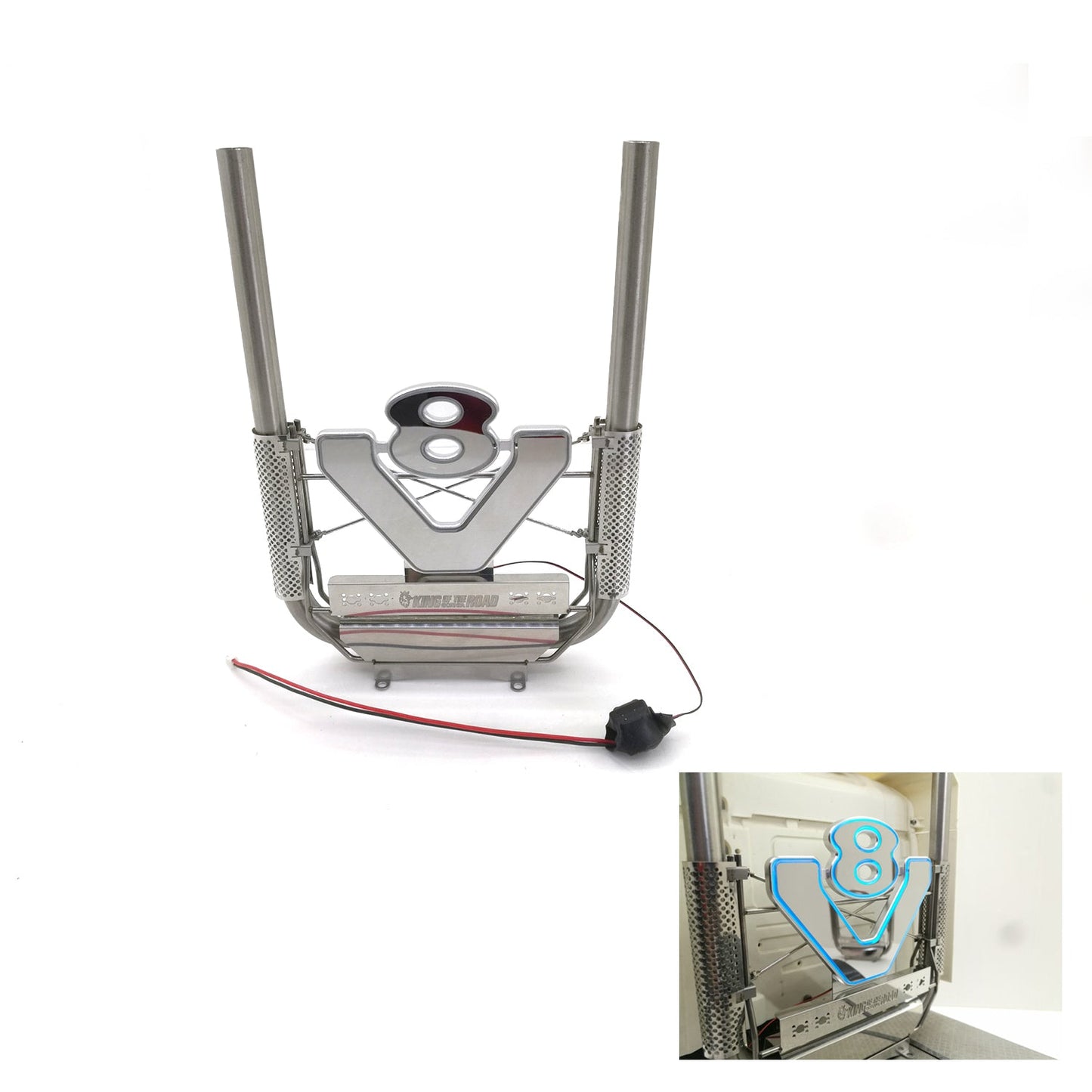 Degree Metal Exhaust Pipe Chimney W/ V8 Light DIY Upgrade for 1:14 Scale RC Tractor Truck Tamiye 56323 Radio Hobbies