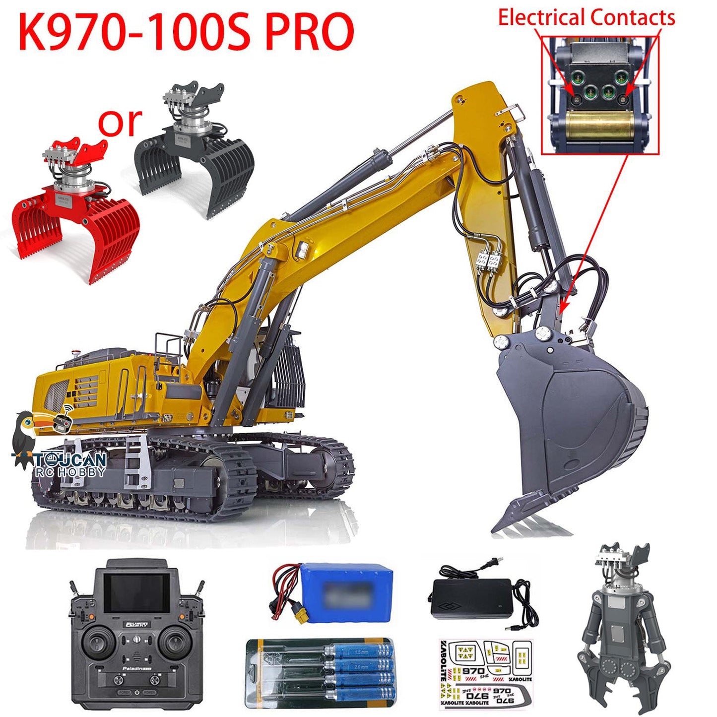IN STOCK Kabolite 1/14 Remote Control Hydraulic Excavator K970 100S Pro RC RTR Digger Model W/ Light Sound System Smoking Unit PL18EV