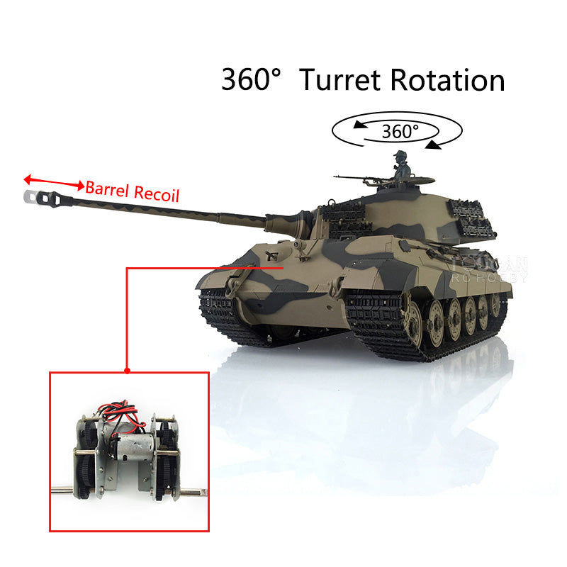 1/16 Henglong 7.0 Radio Control Tank 3888A Plastic King Tiger German RC Tank w/ 360Degrees Rotating Turret Steel Gearbox Barrel Recoil