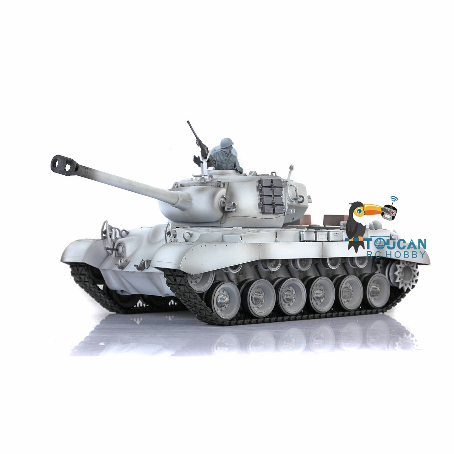Henglong 1/16 7.0 M26 Pershing RC Tank 3838 w/ Barrel Recoil 360Degrees Rotating Turret Metal Road Wheels Tracks w/ Double Rubber Pad