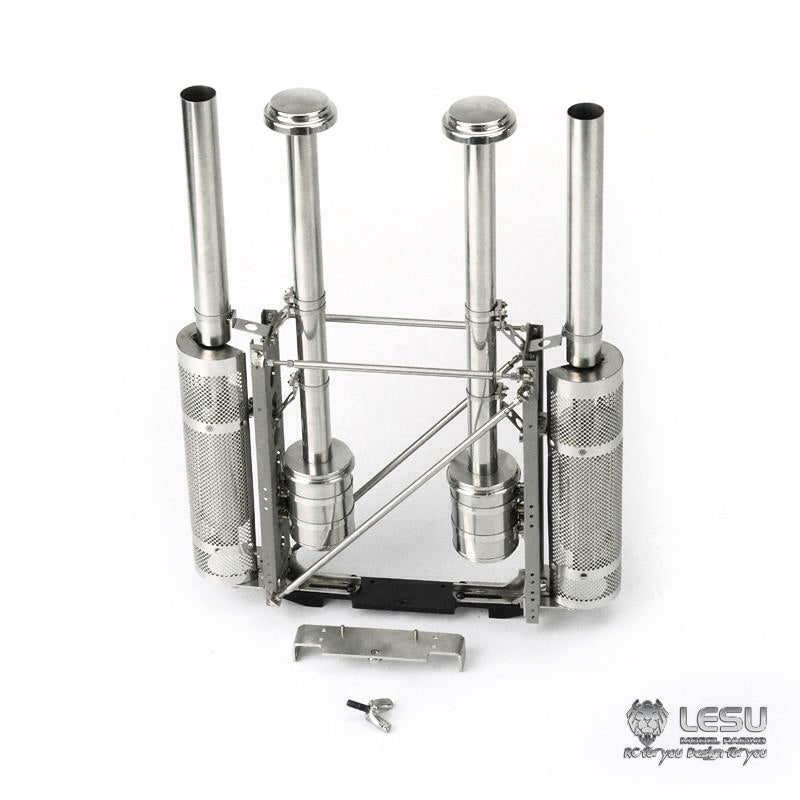 LESU Metal Cab Side Guard Protective Net Exhauster Handrails Air Filter for 1/14 DIY TAMIYA RC Globe KING Tractor Truck