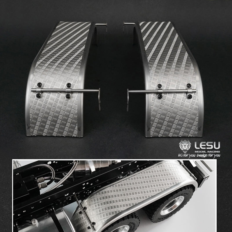 LESU Metal Stainless Steel Rear Fender Mudguard 2Axles for DIY 1/14 RC TAMIIYA 3348 Dumper Remote Control Truck Car Model