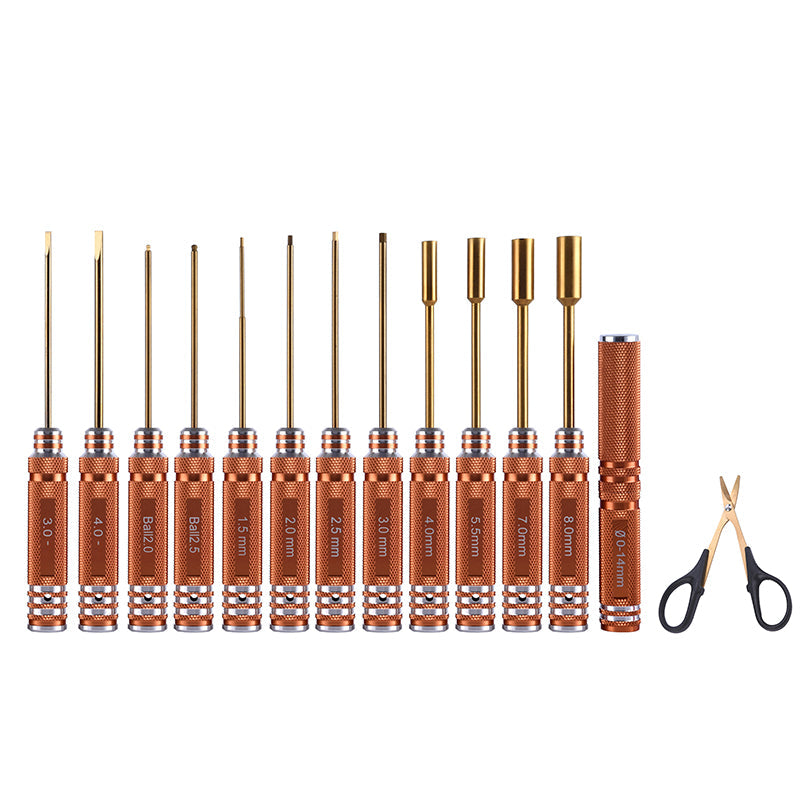 Hex Screwdriver Hole Opener Pliers Ruler Scissor Flathead Phillips Driver Tool Kits for RC Drone Boat Radio Control Car DIY Model