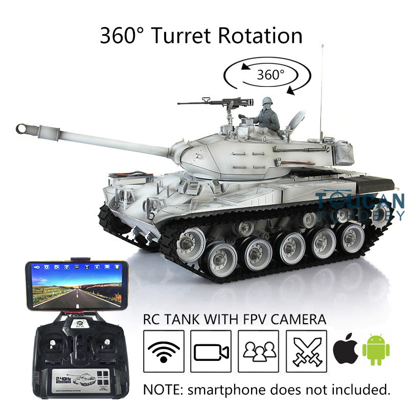 Henglong 1/16 Scale 7.0 Upgraded RC Tank 3839 Walker Bulldog w/ 360Degrees Rotating Turret Steel Gearbox Metal Tracks FPV w/ Holder