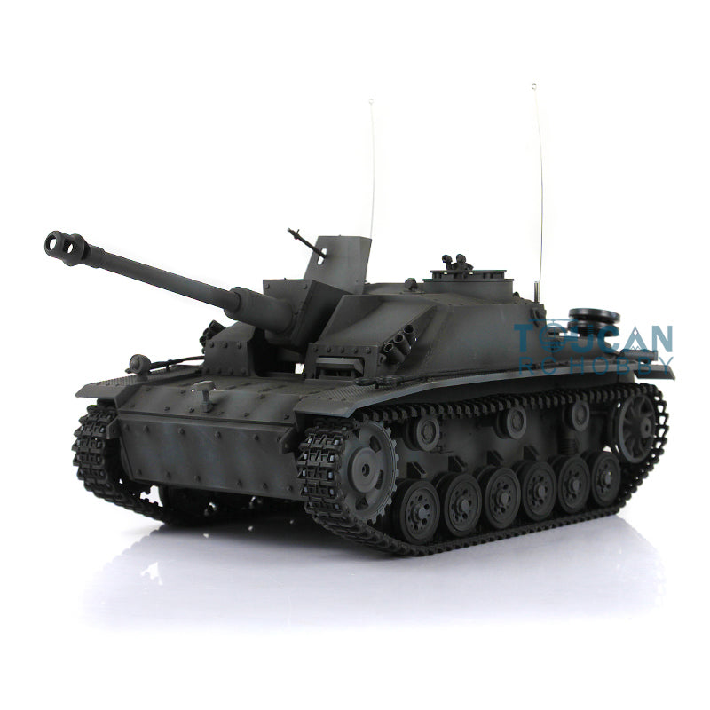 2.4G Henglong 1/16 Radio Control Tank 7.0 3868 Plastic German Stug III RTR RC Tank w/ Engine Sound Smoking Gearbox Gift for