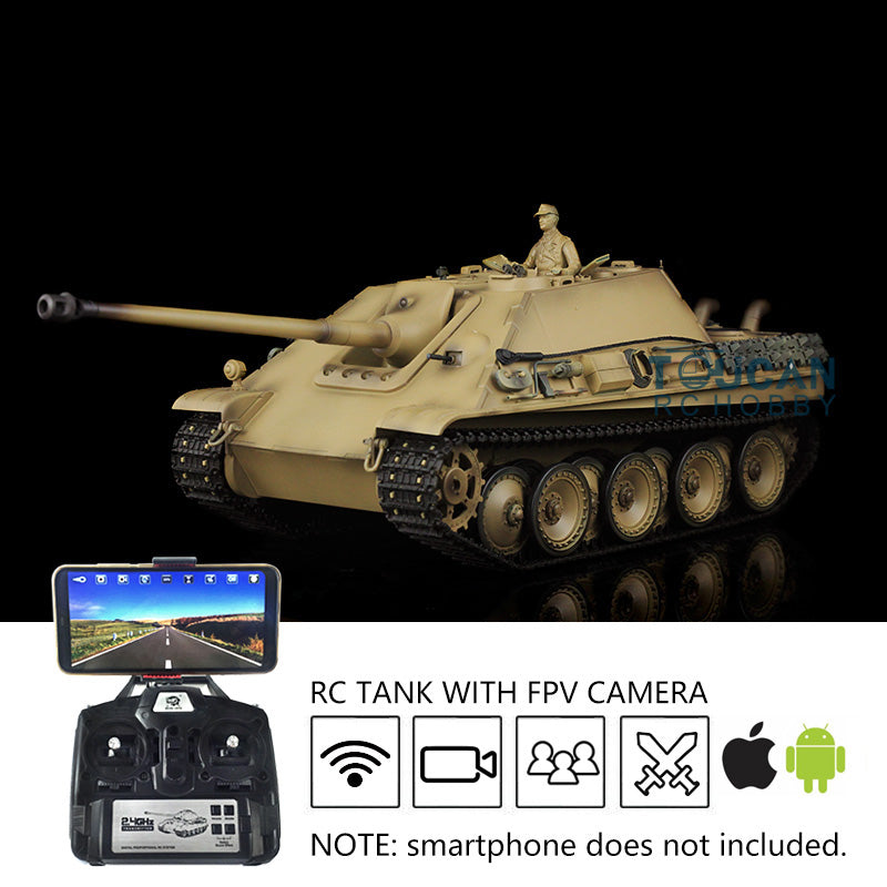 Henglong 1/16 7.0 Remote Control Jadpanther German Tank 3869 RTR RC Tank w/ FPV Metal Road Wheel Tracks Sound Effect BB Shooting