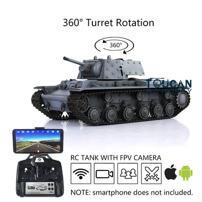 Henglong 1/16 Scale 7.0 3878 Upgraded Remote Control Tank RTR RC Tank w/ FPV Smoking 360Degrees Rotating Turret Metal Idler Sproket