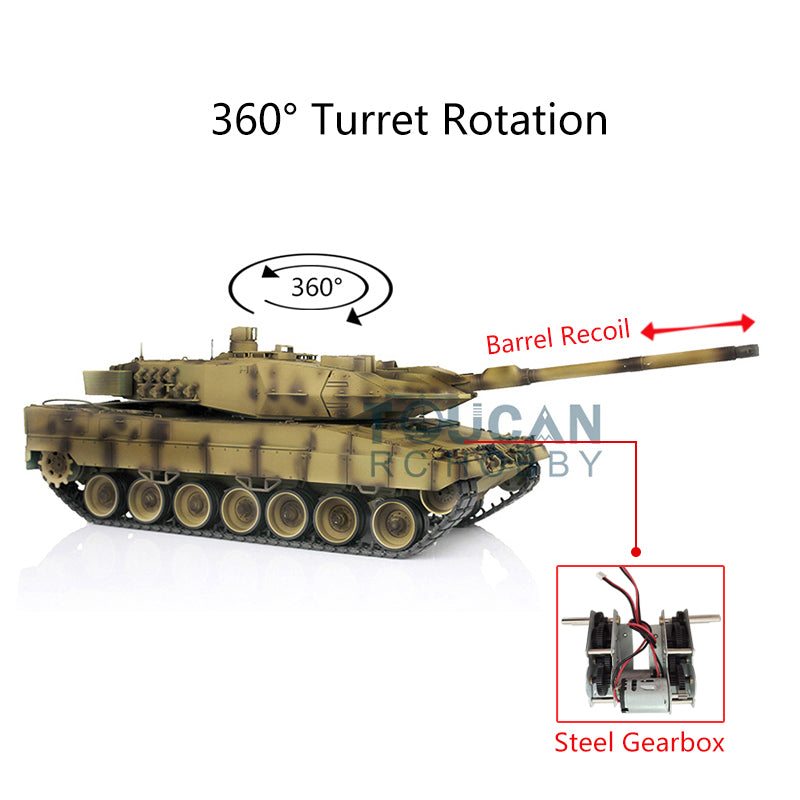 Heng Long 1/16 Military Tank TK7.0 Plastic Leopard2A6 RC Tank 3889 FPV Steel Gearbox Barrel Recoil Radio Control Rotating Turret
