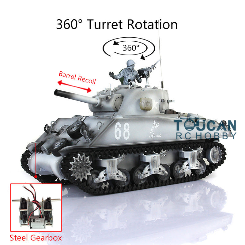 Henglong 1/16 7.0 RC Tank Plastic M4A3 Sherman 3898 w/ 360Degrees Rotating Turret Barrel Recoil Remote Control Tank Outdoor Tank 2.4G
