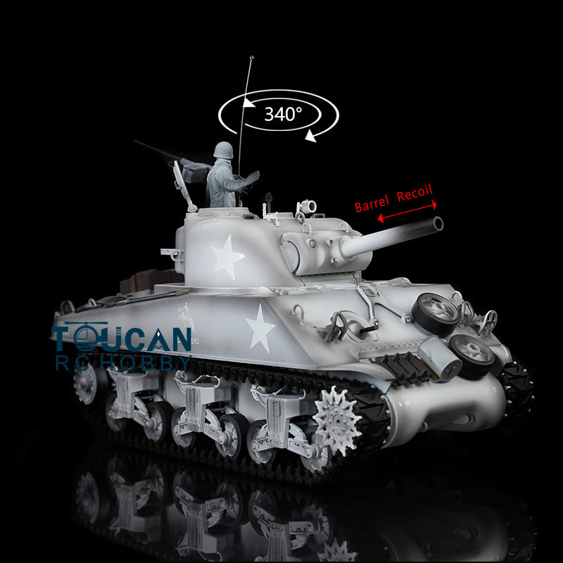 2.4G Henglong 1/16 7.0 Plastic M4A3 Sherman RTR RC Tank Model 3898 Barrel Recoil