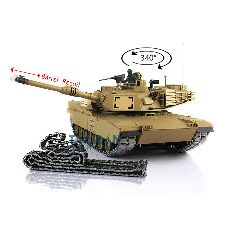 Henglong 7.0 1:16 Scale Barrel Recoil M1A2 Abrams 3918 RTR RC Tank 340 Turret Metal Tracks Rubber Pads Driving Wheels