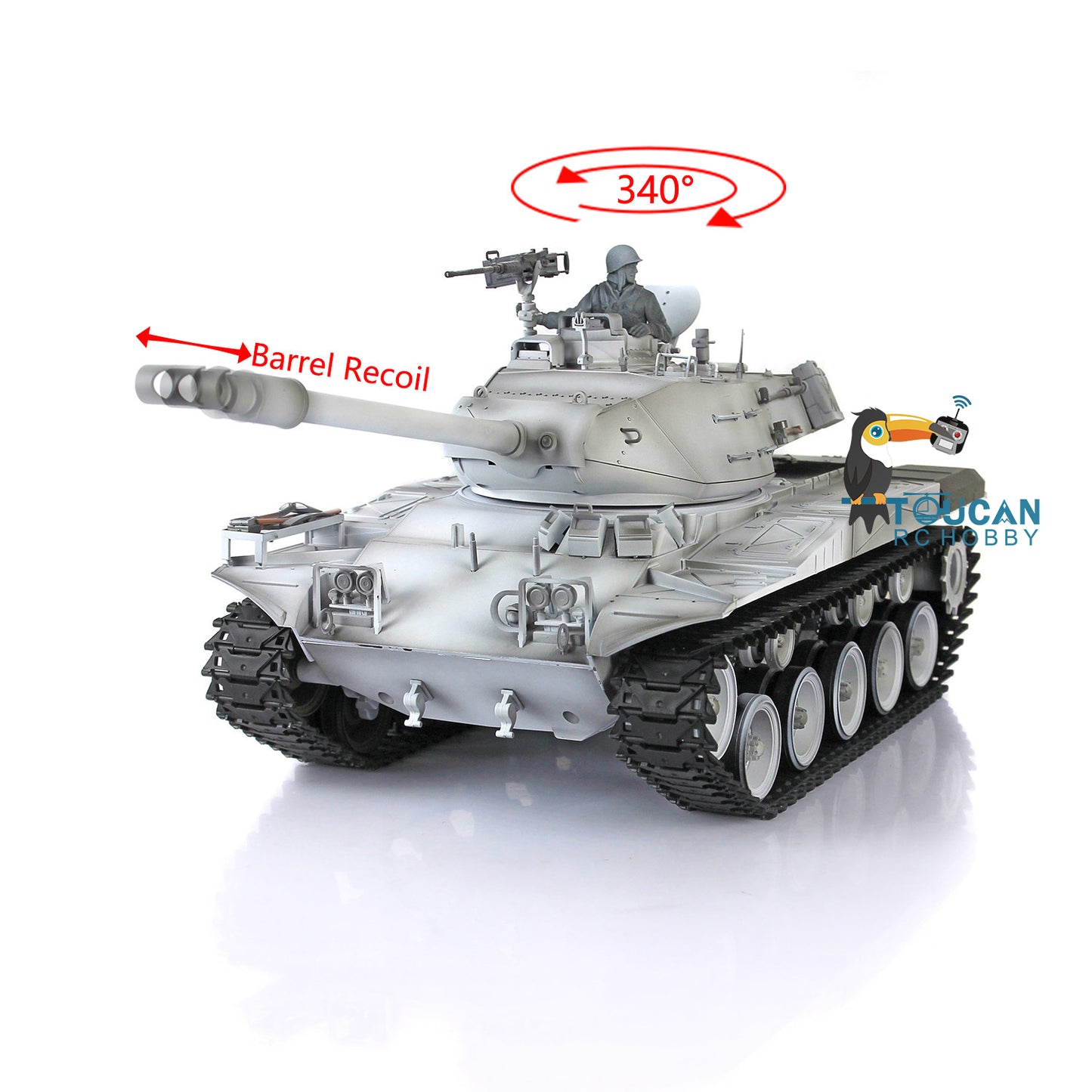 Henglong 1/16 Plastic RC Tank 3839 USA Walker Bulldog RTR Remote Control Tank w/ Barrel Recoil Sproket Smoking Gearbox 2 Sounds