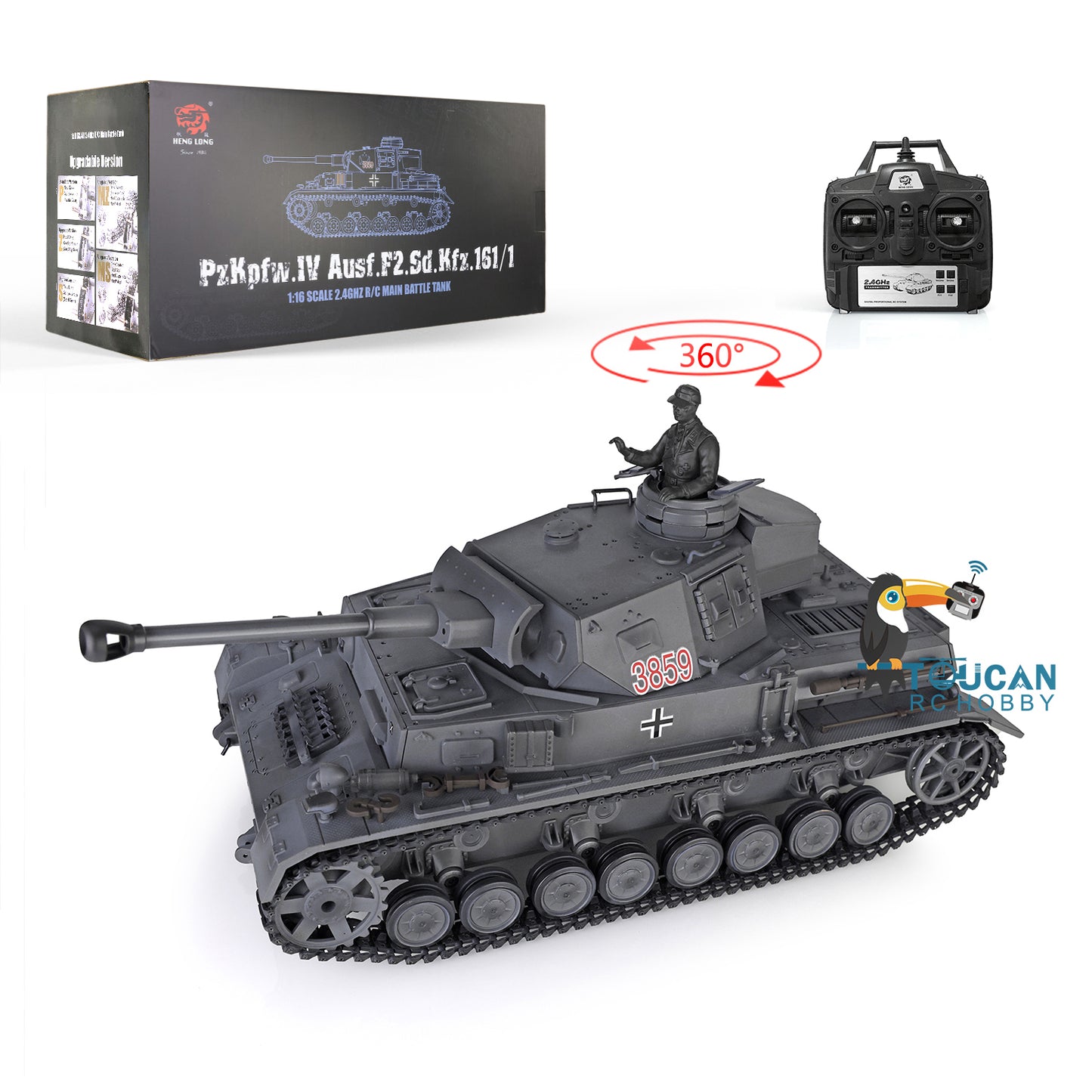 Henglong 1/16 7.0 Customized RC Tank Panzer IV F2 3859 RTR Tank w/ Metal Road Wheels Tracks Idler Sproket Wheels Gun Sound
