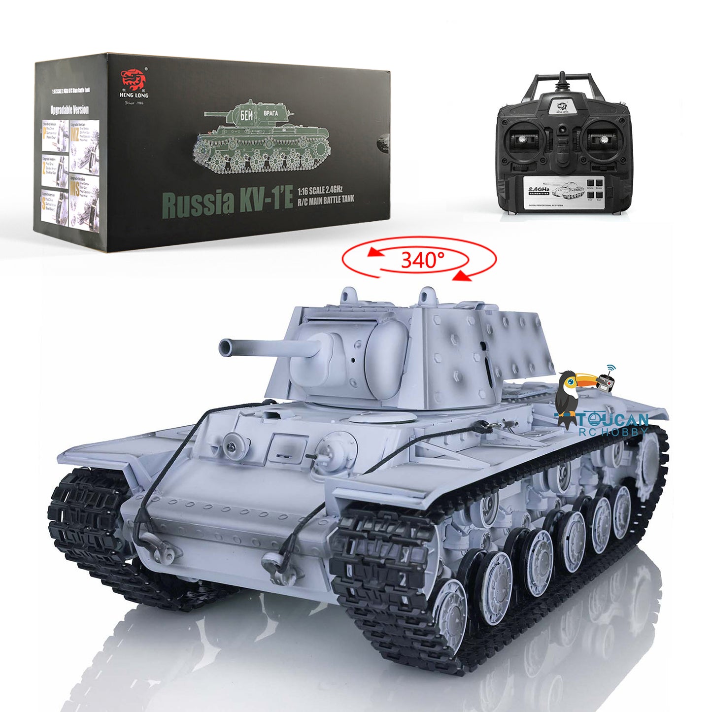 Henglong 1/16 Scale 7.0 3878 Upgraded Remote Control Tank RTR RC Tank w/ FPV Smoking 360Degrees Rotating Turret Metal Idler Sproket