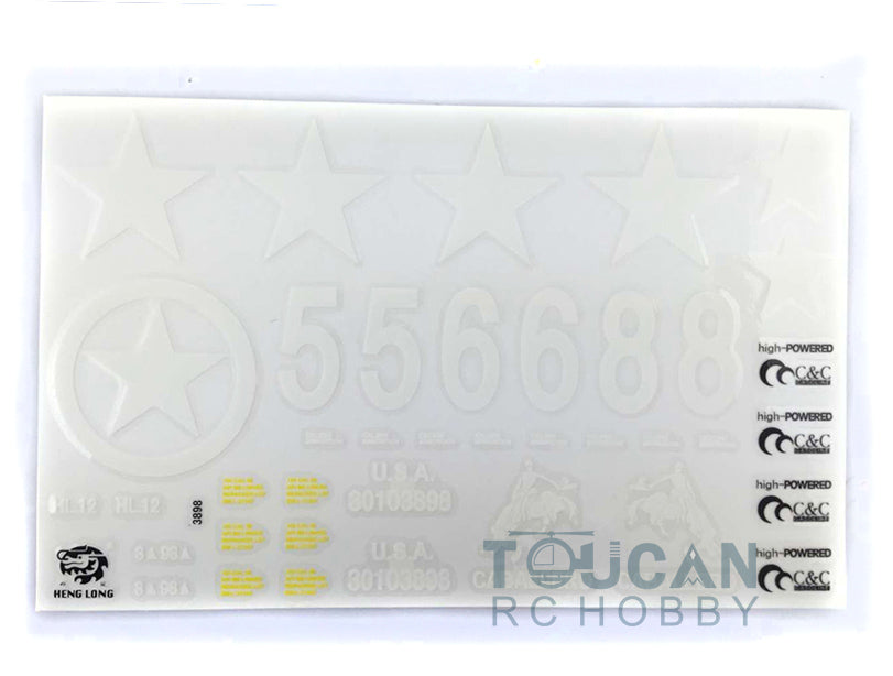 US Stock Henglong 1:16 Scale Decoration Paste Sticker for Remote Control Model USA M4A3 Sherman RC Tank 3898 DIY