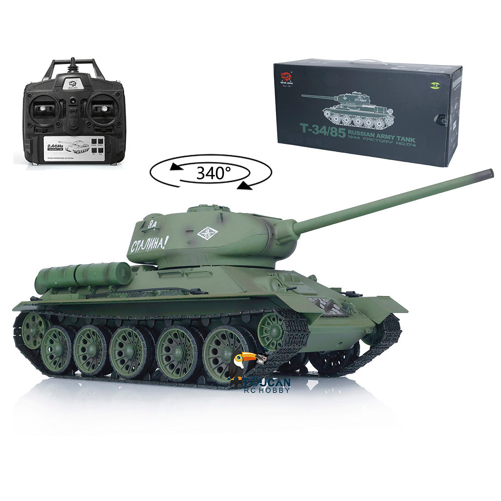 US Stock 2.4G 1/16 Scale Henglong 7.0 Plastic Ver 3909 Soviet T34-85 RTR RC Tank Remote Controlled Model W/ Driving Gearbox