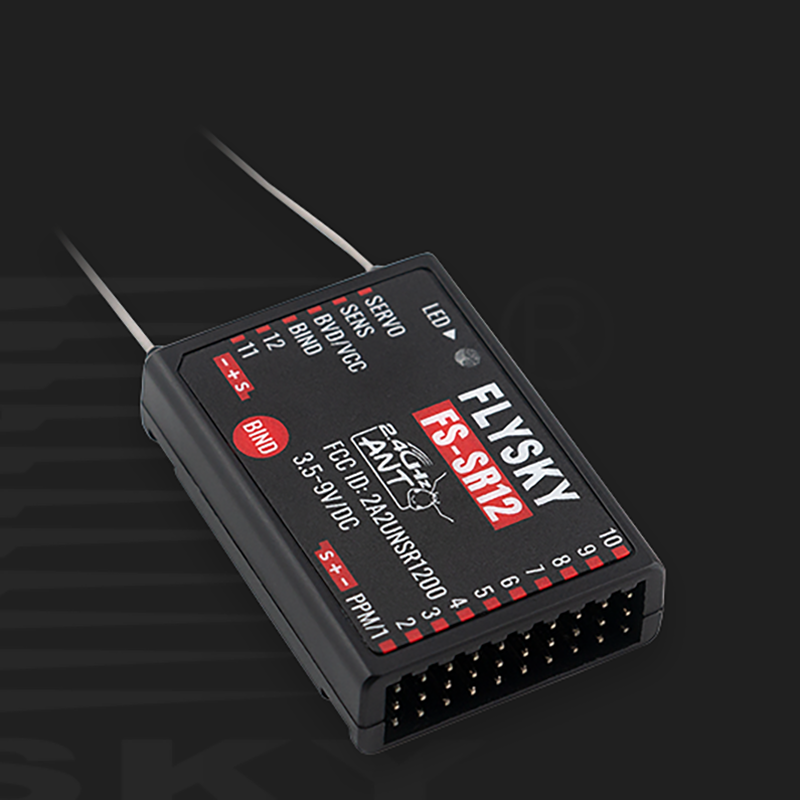 FLYSKY FS-SR8 12CH 2.4G ANT 8CH Receiver for FS-ST8 Radio Transmitter RC Airplane Car Boat DIY Part Accessories
