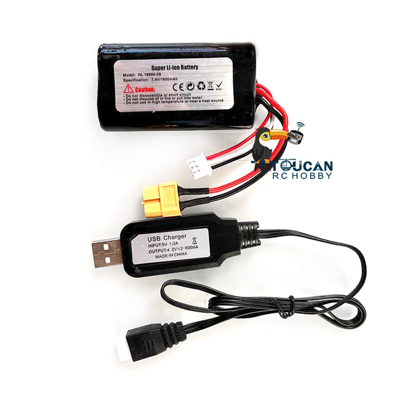 US Stock USB Battery 2S 7.4V 1800mah Spare Part for HengLong 1/16 RC Tank Model Armored Military Radio Controlled Car