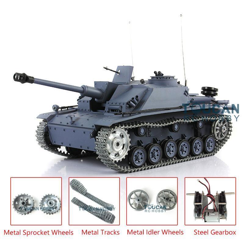 US Stock 1/16 7.0 Henglong German Stug III RTR RC Tank 3868 Model Steel Gearbox Metal Tracks Idlers Sprockets Battery Charger