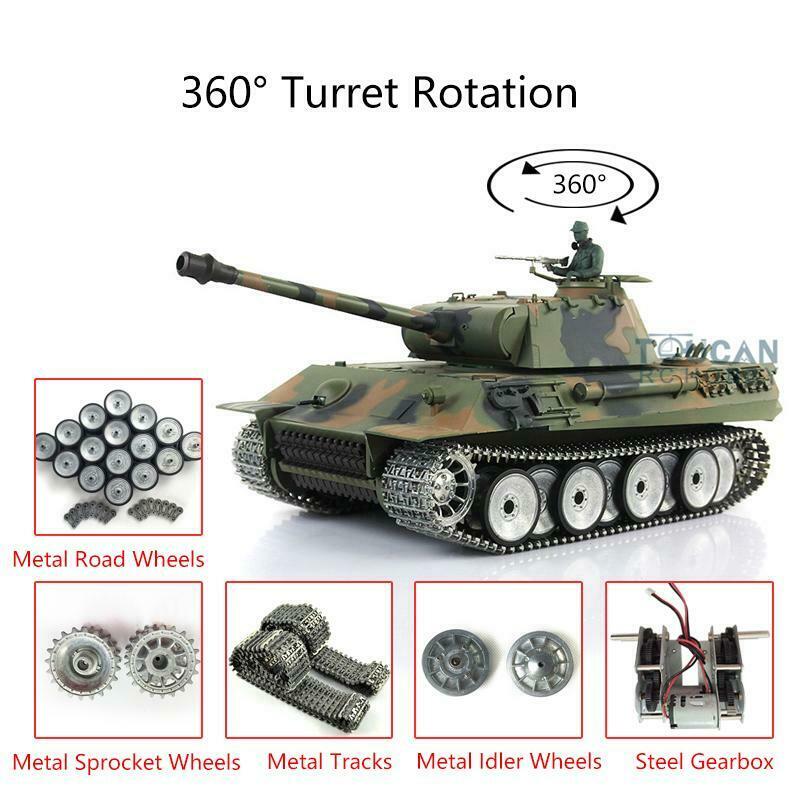 US Stock Henglong 1/16 7.0 German Panther 3819 RTR RC Tank Smoking 360 Degree W/ Metal Tracks Driving Idler Wheels Infrared Receiver