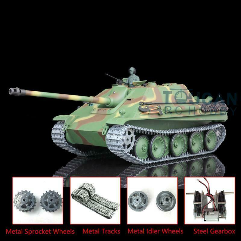 US Stock Henglong 1:16 Scale 7.0 Customized German Jadpanther RTR RC Tank 3869 Metal Tracks Wheels Steel Gearbox Sound Smoke