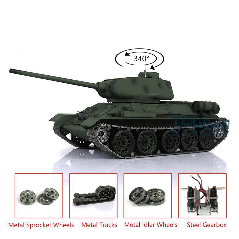 US Stock 2.4Ghz Henglong 1:16 Scale 7.0 Upgraded Soviet T34-85 RTR RC Tank 3909 Model BB Infrared Metal Tracks Driving Wheels