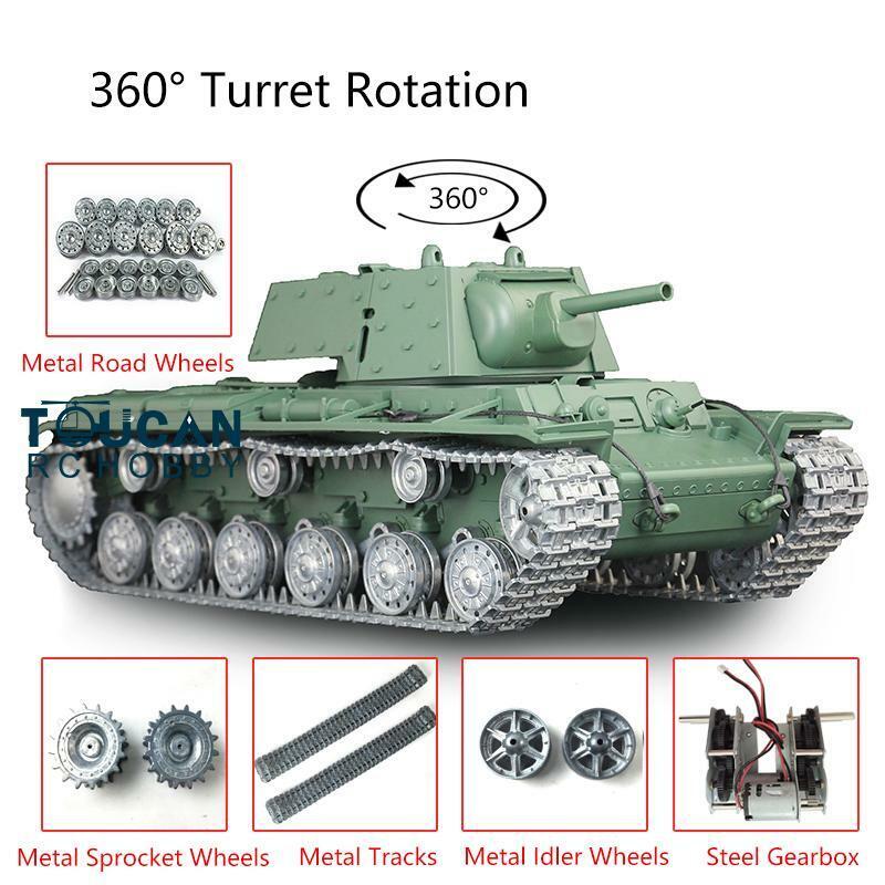 US Stock Henglong 1/16 7.0 Customized Radio Controlled Soviet KV-1 RTR RC Tank 3878 Metal Tracks Suspension Driving Wheel Gearbox