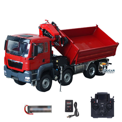 LESU Z0063 1/14 Metal Hydraulic 3 Ways RC Dump Truck with Crane 7CH Valve Paladin PL18EV Remote Controller 2 Speed Transmission Sound Light System