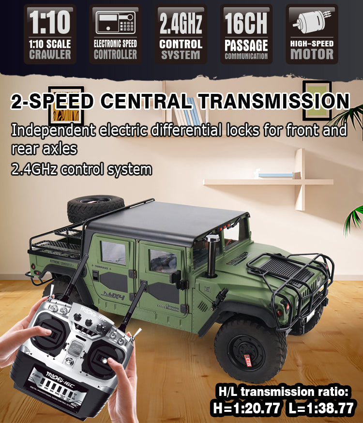 US Stock HG P415A 4x4 1/10 RC Off-road Vehicle Hummer Pick-up Remote Control Car Simulation Hobby Models Toy Gift