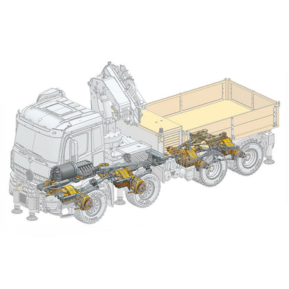 LESU 3363 1/14 8X8/6X6 Metal RC Hydraulic Crane Truck Axles Differential Locks 7CH Valve 6 Outriggers 3-speed Gearbox Light Sound for Adult