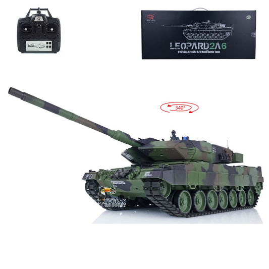 Heng Long 1/16 RC Tank Leopard2A6 7.0 3889 Commander Panoramic Sight Rotating BB Pellets Radio Controller Remote Control Openable Turrent Hatch Infrared Transmitter