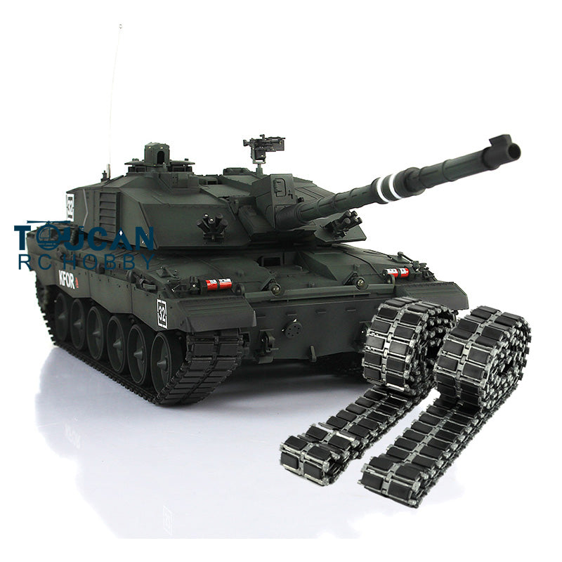 TOUCAN RC HOBBY Henglong 1/16 TK7.0 Professional British Challenger II 3908 RTR RC Tank 360 Degrees Turret IR BB Smoke Metal Sprockets Idlers Road Wheels Single Rubber Tracks