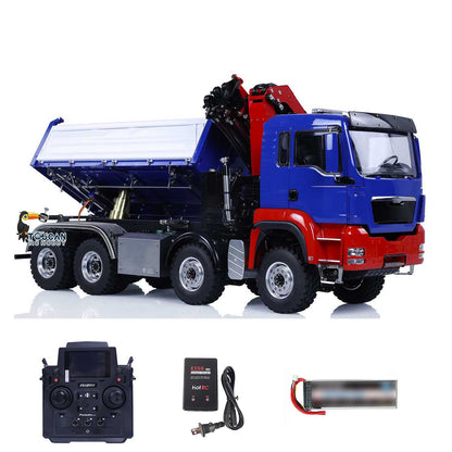 LESU Z0063 1/14 Metal Hydraulic 3 Ways RC Dump Truck with Crane 7CH Valve Paladin PL18EV Remote Controller 2 Speed Transmission Sound Light System