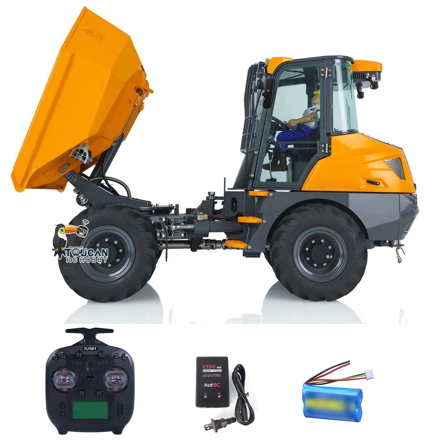 LESU AOUE 6MDX 1/14 Metal 4X4 Hydraulic Articulated RC Dumper Truck Differential Lock Axles Brushless ESC Sound Light System