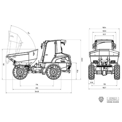 LESU AOUE 6MDX 1/14 Metal 4X4 Hydraulic Articulated RC Dumper Truck Differential Lock Axles Brushless ESC Sound Light System