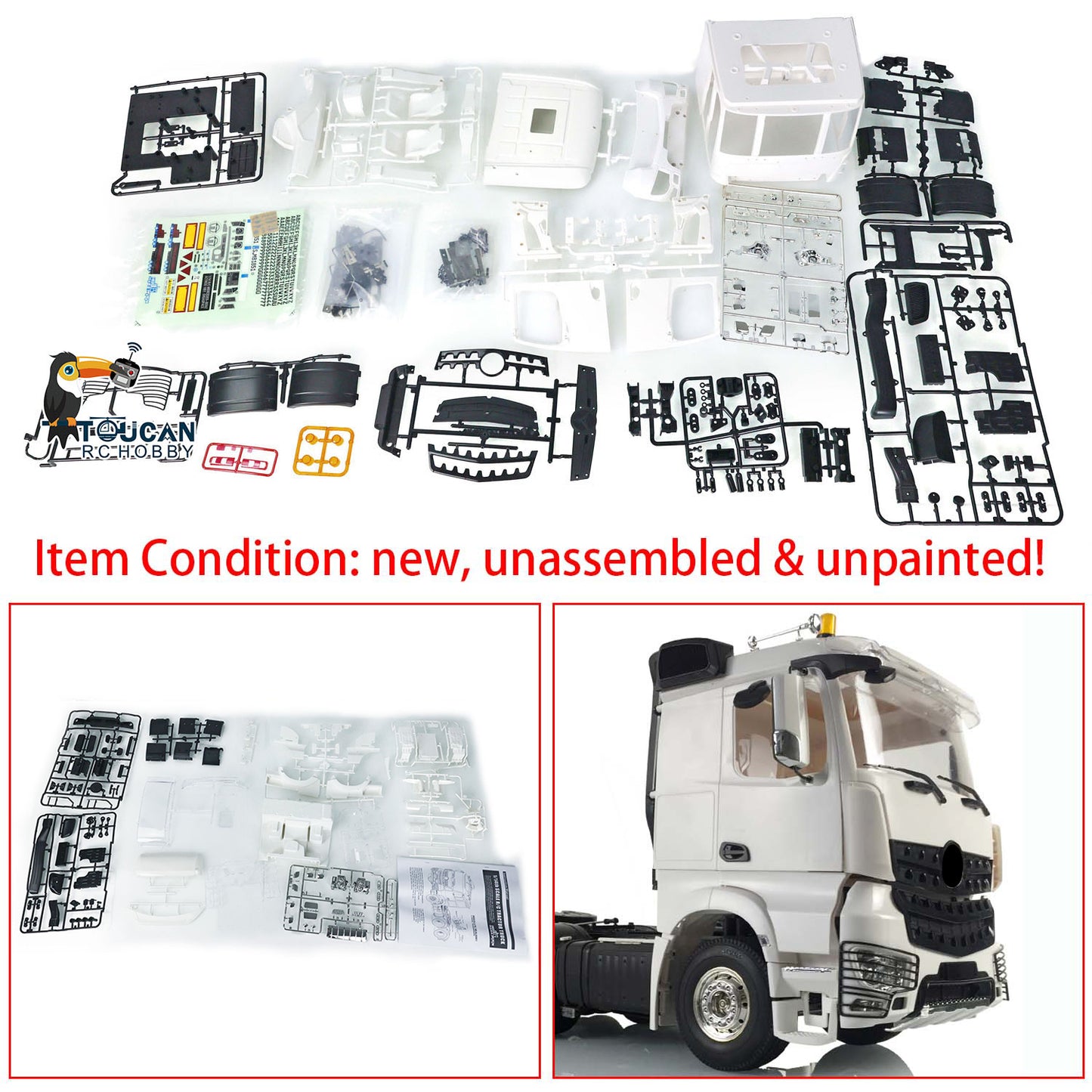 Toucan Hobby Plastic Cabin Set for DIY 1/14 RC Tractor Remote Controlled Truck Toy Car DIY Accessory Model 3363 Openable Door