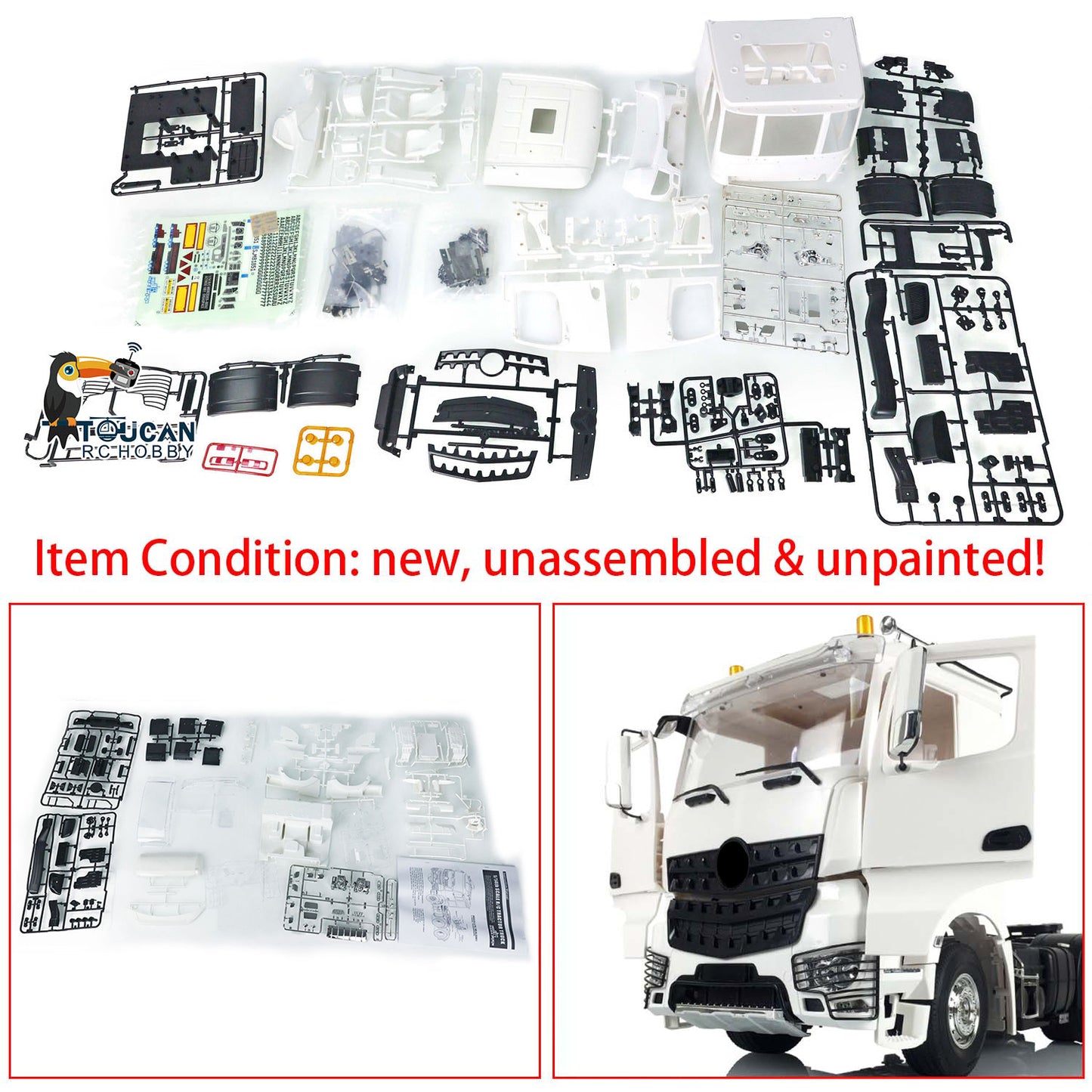 Toucan Hobby Plastic Cabin Set for DIY 1/14 RC Tractor Remote Controlled Truck Toy Car DIY Accessory Model 3363 Openable Door