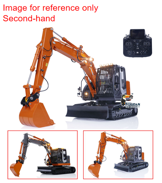CN Stock Second-hand FROG 1:14 Metal Hydraulic 3-arm Excavator ZX135US Motor ESC Servo Light Sound X14 Radio System