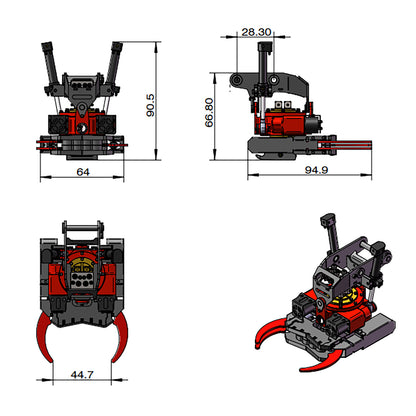 CUT Model Metal Electric Vibrating Tamper/Sweeper/Hydraulic Inclined Wide/Clamshell Bucket/Log Grapple/Wrist for 1/14 RC Excavator LR914 PRO MAX DIY Models