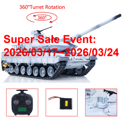 Flash Sale TOUCAN 1/16 Metal RC Tank 3889 German Leopard A6 Turret Electric Periscope 360 Rotation Barrel Recoil Elevation Battery RTR