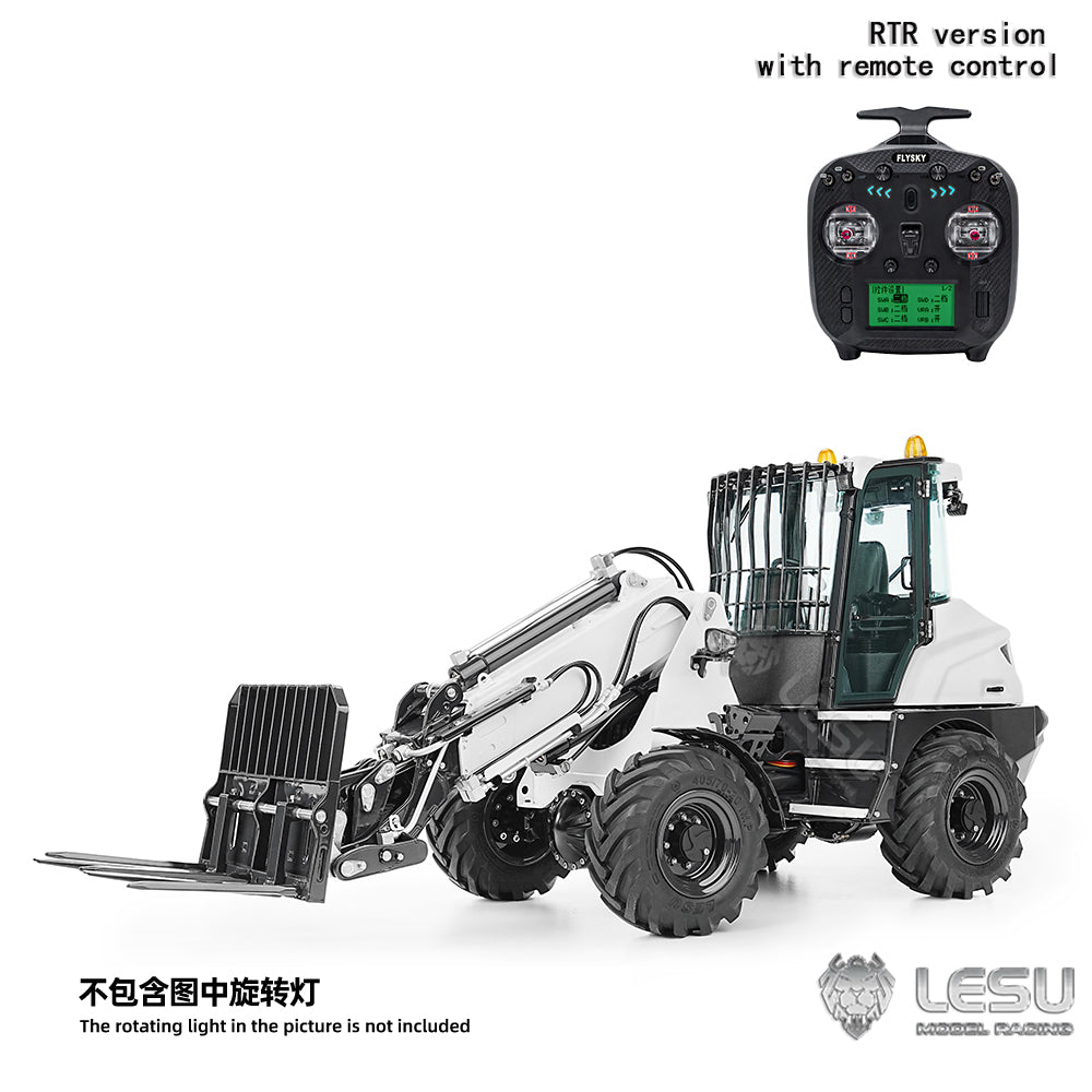 LESU AOUE AT1050 1/14 Metal 4X4 RC Hydraulic Telescopic Arm Loader Sound Light System Fork Bucket for Construction Vehicle Enthusiast