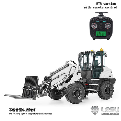 LESU AOUE AT1050 1/14 Metal 4X4 RC Hydraulic Telescopic Arm Loader Sound Light System Fork Bucket for Construction Vehicle Enthusiast
