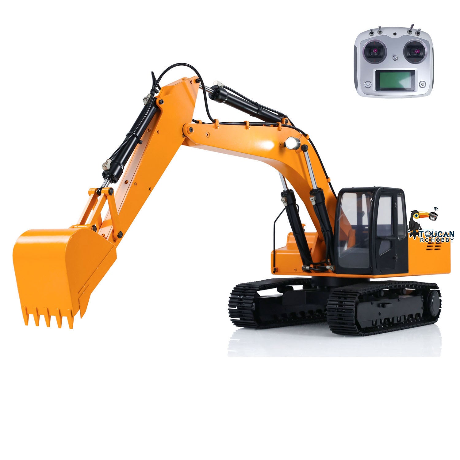 Yellow Assembled RC Excavator JDM 1/12 Scale