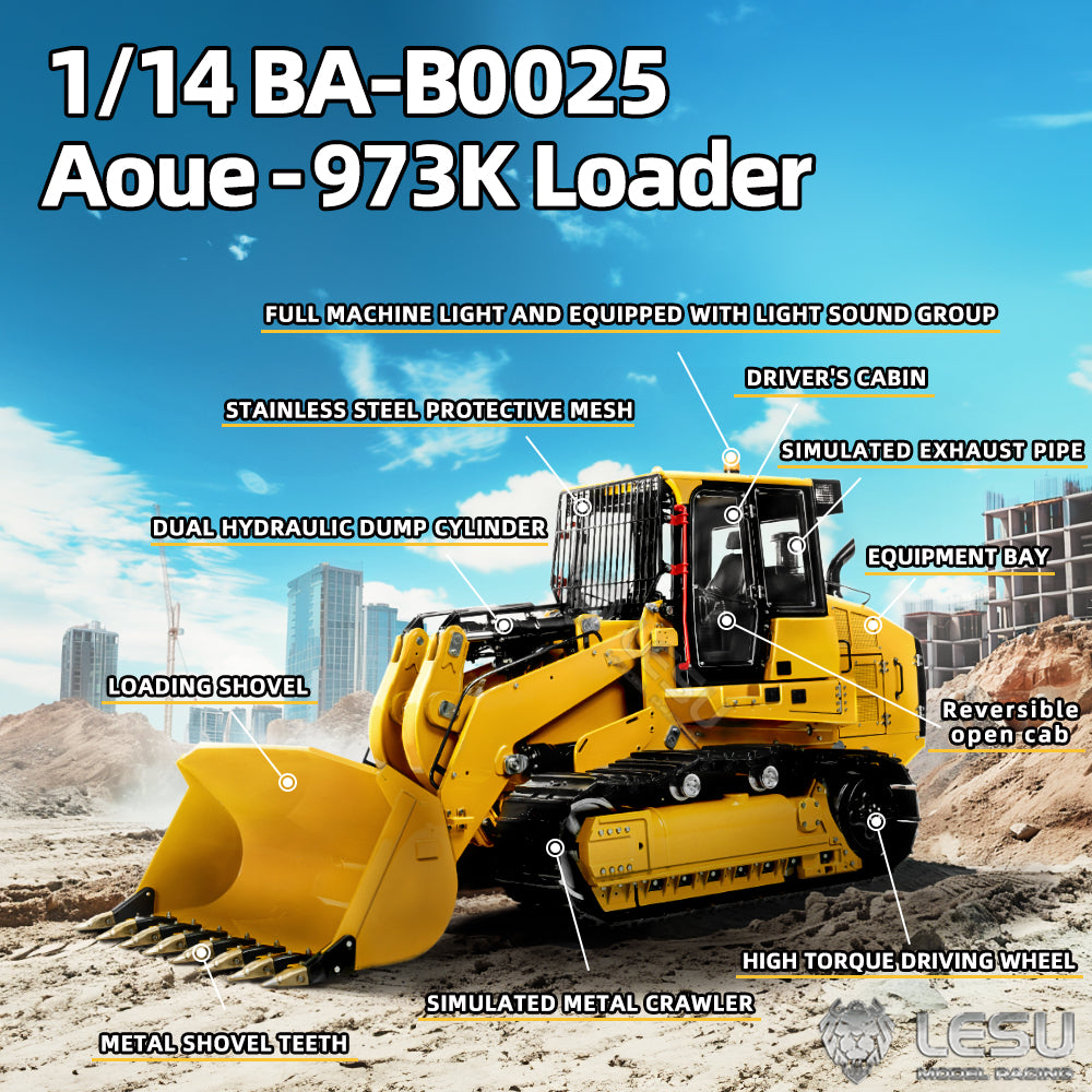 Metal LESU 973K 1/14 Hydraulic RC Loader Remote Control Car Black Trac ...