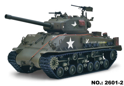 In Stock Large Hatch 1/16 Remote Control Tank Sherman M4A3 Infrared System Barrel Elevation Smoke Unit Metal Chassis Gearbox 360 Degrees Turret