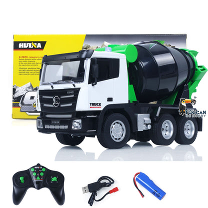 HUINA 1/18 2.4Ghz 9 Channels RC Concrete Car Mixer Truck Ready To Run 1557 Model Tractor Light 500MAH Battery