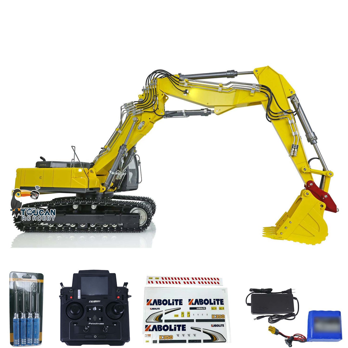 KABOLITE K350 200 Metal 1/14 3 Arms RC Hydraulic Excavator RTR Cars 6CH Valve Paladin 18EV Lite Battery ESC Motor Heavy Machine