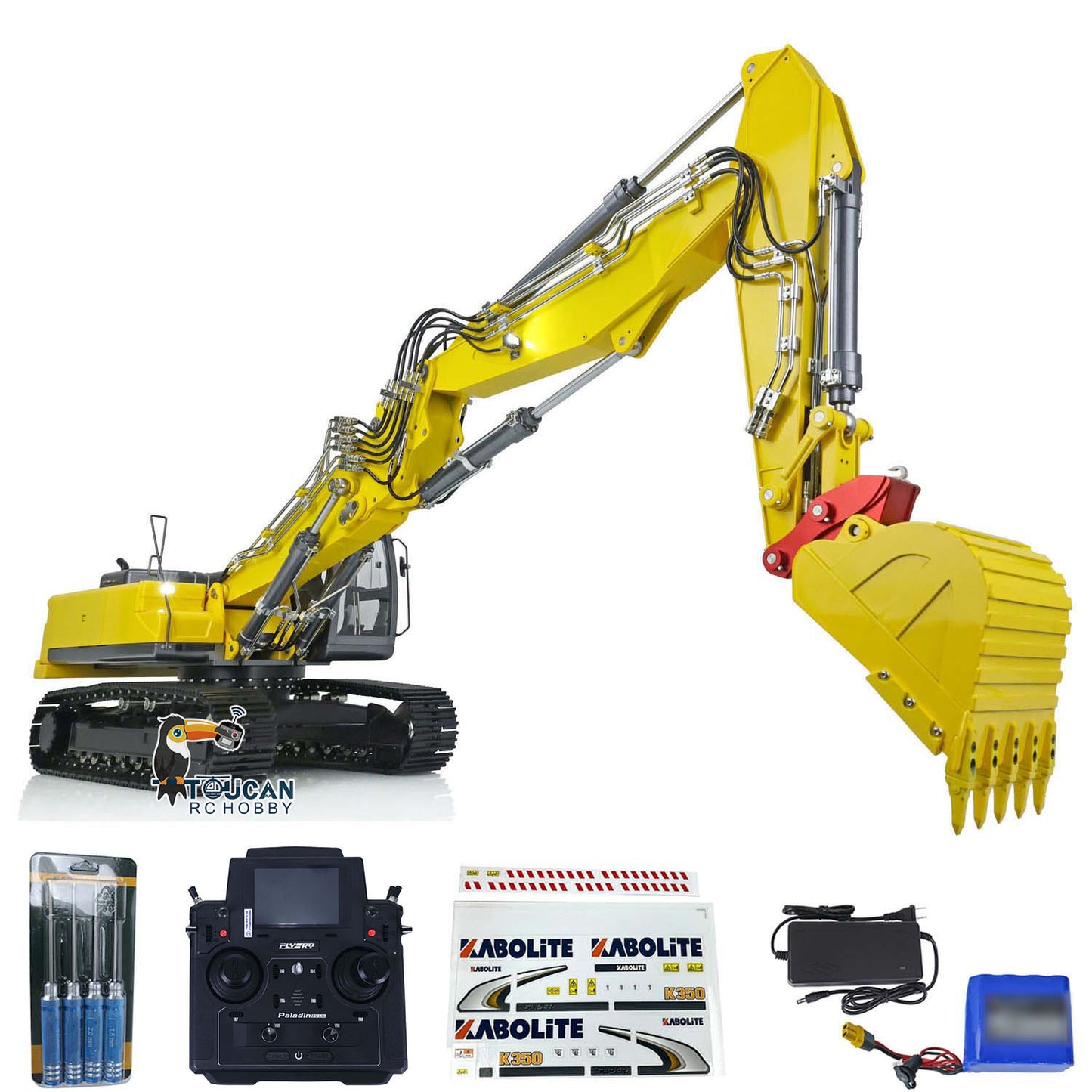 KABOLITE K350 200 Metal 1/14 3 Arms RC Hydraulic Excavator RTR Cars 6CH Valve Paladin 18EV Lite Battery ESC Motor Heavy Machine