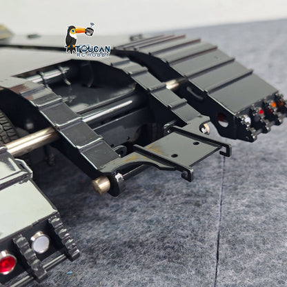 TOUCAN RC HOBBY HHG Model 1/14 Metal 2 Axle Flatbed Trailer Manual Width Adjustable 18-23cm with Lights Stainless Steel Wheels for RC Tractor Truck Model